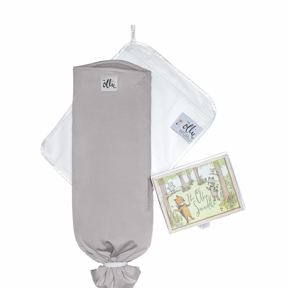Ollie Swaddle Set in Gray and Light Blue